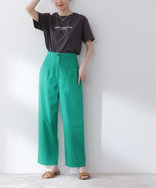 N.（N. Natural Beauty Basic）（エヌエヌナチュラルビューティーベーシック）の「◆ハイウエストカラーストレートパンツ（その他パンツ・レディース・ベージュ/グリーン/ピンク・MEDIUM）」の3枚目の写真