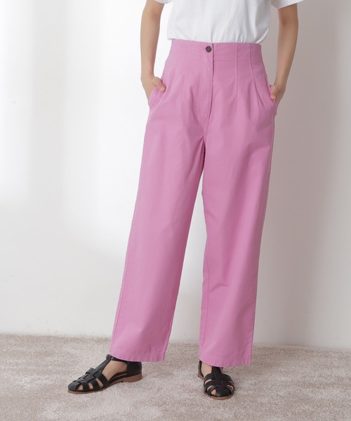 N.（N. Natural Beauty Basic）（エヌエヌナチュラルビューティーベーシック）の「◆ハイウエストカラーストレートパンツ（その他パンツ・レディース・ベージュ/グリーン/ピンク・MEDIUM）」の10枚目の写真