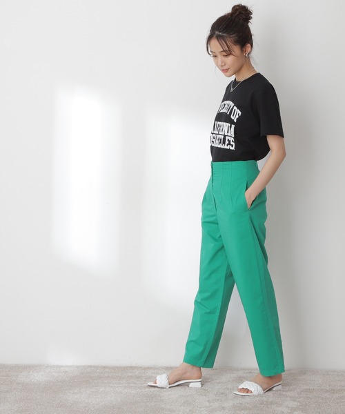 N.（N. Natural Beauty Basic）（エヌエヌナチュラルビューティーベーシック）の「◆ハイウエストカラーストレートパンツ（その他パンツ・レディース・ベージュ/グリーン/ピンク・MEDIUM）」の8枚目の写真