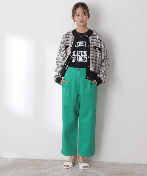 N.（N. Natural Beauty Basic）（エヌエヌナチュラルビューティーベーシック）の「◆ハイウエストカラーストレートパンツ（その他パンツ・レディース・ベージュ/グリーン/ピンク・MEDIUM）」の9枚目の写真