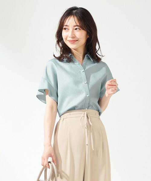 ANY SIS(エニィスィス)の「【洗える】リネンライク ブラウス(シャツ/ブラウス・レディース・ネイビー系/ライトグリーン系/ライトグレー系/ピンク系・2)」の3枚目の写真