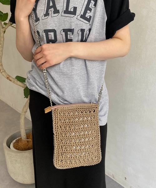 CAPRICIEUX LE'MAGE（カプリシューレマージュ）の「チェーントリム編みショルダーバッグ（ショルダーバッグ・レディース・ブラック/ベージュ/グリーン・FREE）」の9枚目の写真