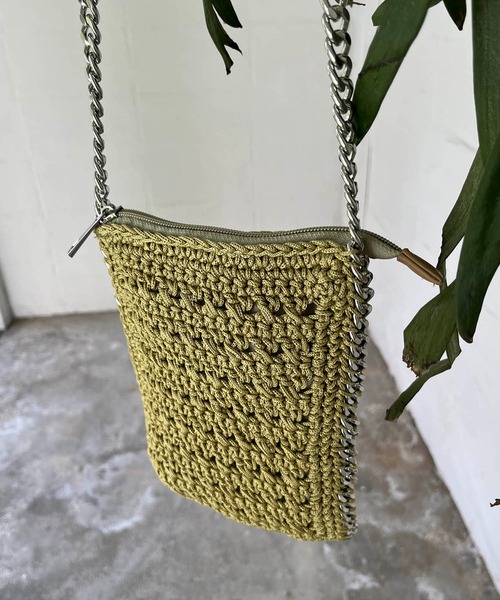 CAPRICIEUX LE'MAGE（カプリシューレマージュ）の「チェーントリム編みショルダーバッグ（ショルダーバッグ・レディース・ブラック/ベージュ/グリーン・FREE）」の11枚目の写真