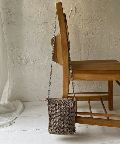 CAPRICIEUX LE'MAGE（カプリシューレマージュ）の「チェーントリム編みショルダーバッグ（ショルダーバッグ・レディース・ブラック/ベージュ/グリーン・FREE）」の8枚目の写真