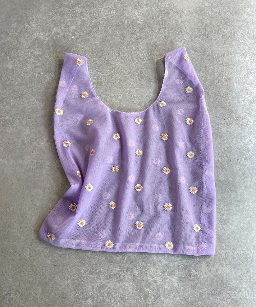 PICCIN(ピッチン)の「【WEB限定】フラワーエンブロイダリーエコバッグ(ショルダーバッグ・レディース・ブラック/パープル/イエロー/ブルー・FREE)」の4枚目の写真