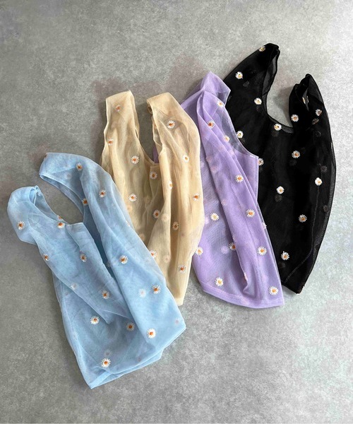 PICCIN(ピッチン)の「【WEB限定】フラワーエンブロイダリーエコバッグ(ショルダーバッグ・レディース・ブラック/パープル/イエロー/ブルー・FREE)」の14枚目の写真