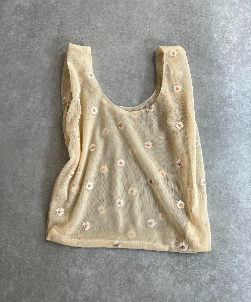 PICCIN(ピッチン)の「【WEB限定】フラワーエンブロイダリーエコバッグ(ショルダーバッグ・レディース・ブラック/パープル/イエロー/ブルー・FREE)」の7枚目の写真