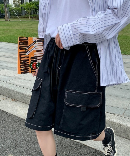 MGV（エムジーヴィー）の「カジュアルステッチハーフカーゴパンツ（カーゴパンツ・メンズ・ベージュ/ブラック・MEDIUM/LARGE/X-LARGE）」の2枚目の写真