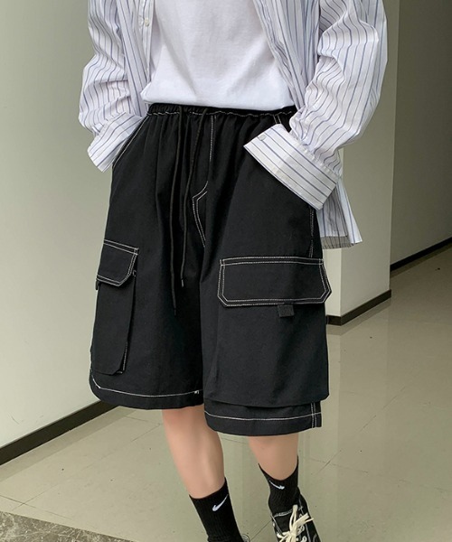 MGV（エムジーヴィー）の「カジュアルステッチハーフカーゴパンツ（カーゴパンツ・メンズ・ベージュ/ブラック・MEDIUM/LARGE/X-LARGE）」の8枚目の写真