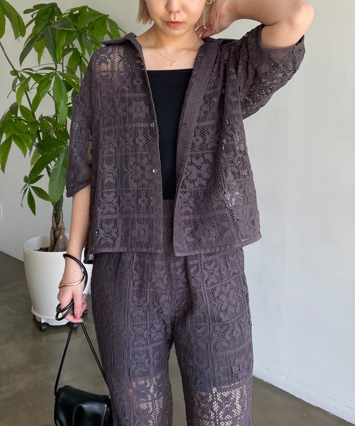 CAPRICIEUX LE'MAGE（カプリシューレマージュ）の「インドパネルレース半袖シャツ（シャツ/ブラウス・レディース・オフホワイト/ブラック・FREE）」の17枚目の写真