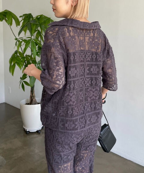 CAPRICIEUX LE'MAGE（カプリシューレマージュ）の「インドパネルレース半袖シャツ（シャツ/ブラウス・レディース・オフホワイト/ブラック・FREE）」の18枚目の写真