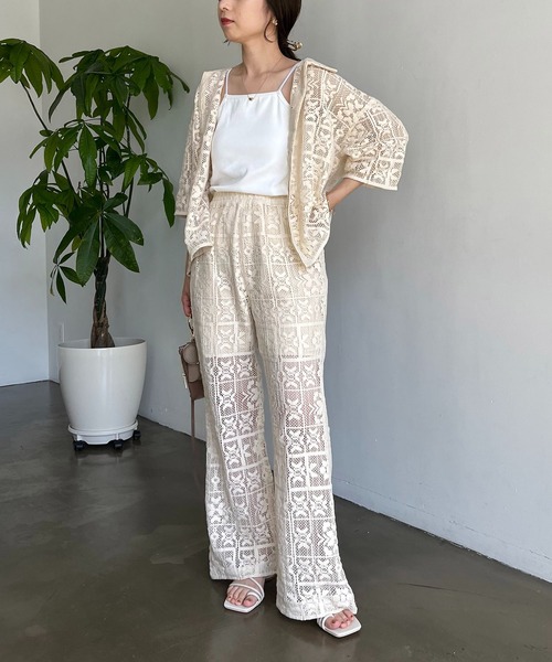 CAPRICIEUX LE'MAGE（カプリシューレマージュ）の「インドパネルレース半袖シャツ（シャツ/ブラウス・レディース・オフホワイト/ブラック・FREE）」の8枚目の写真