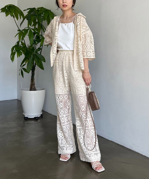 CAPRICIEUX LE'MAGE（カプリシューレマージュ）の「インドパネルレース半袖シャツ（シャツ/ブラウス・レディース・オフホワイト/ブラック・FREE）」の10枚目の写真