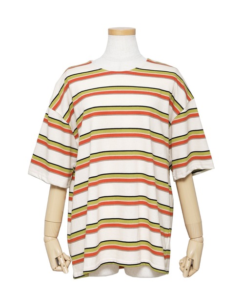 reca（レカ）の「マルチボーダーTシャツ（Tシャツ/カットソー・レディース・グレイッシュベージュ/オフホワイト/ネイビー・FREE）」の4枚目の写真