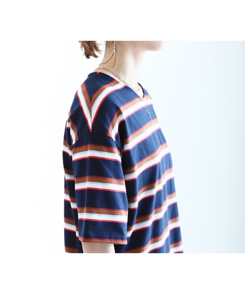 reca（レカ）の「マルチボーダーTシャツ（Tシャツ/カットソー・レディース・グレイッシュベージュ/オフホワイト/ネイビー・FREE）」の17枚目の写真