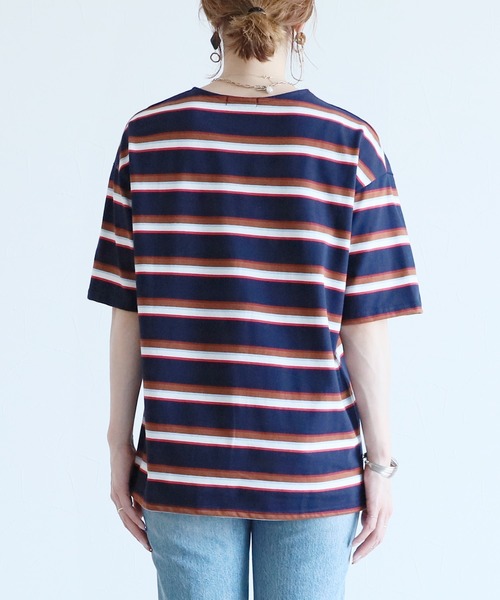 reca（レカ）の「マルチボーダーTシャツ（Tシャツ/カットソー・レディース・グレイッシュベージュ/オフホワイト/ネイビー・FREE）」の8枚目の写真