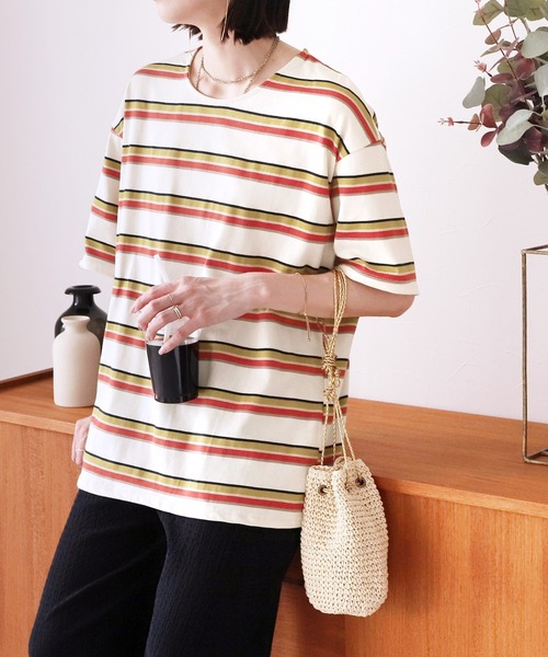 reca（レカ）の「マルチボーダーTシャツ（Tシャツ/カットソー・レディース・グレイッシュベージュ/オフホワイト/ネイビー・FREE）」の20枚目の写真