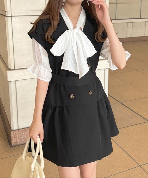 apres jour(アプレジュール)の「ショートティアードジレ【ZOZOTOWN限定アイテム】(ベスト・レディース・ブラック/ピンクベージュ/ライトベージュ・X-LARGE/フリー)」の8枚目の写真