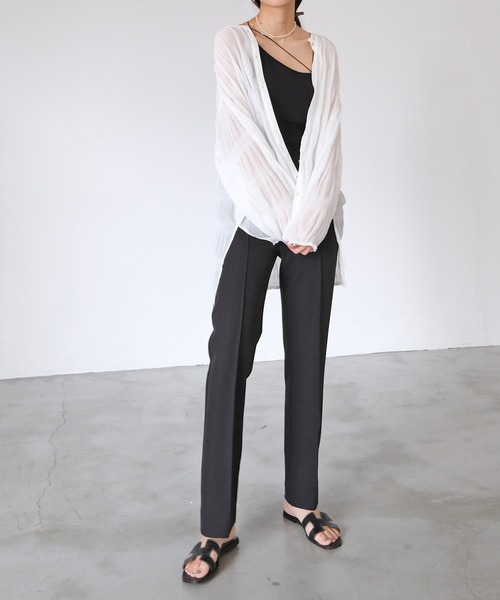 AKTE(アクテ)の「シアーロングブラウス(シャツ/ブラウス・レディース・ホワイト/ブラック・FREE)」の3枚目の写真