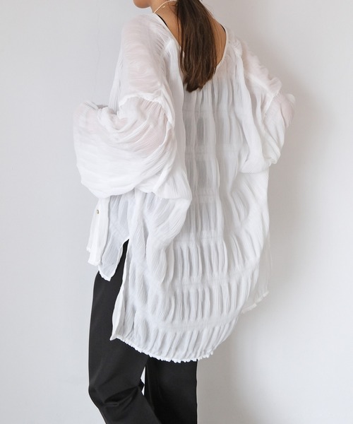 AKTE(アクテ)の「シアーロングブラウス(シャツ/ブラウス・レディース・ホワイト/ブラック・FREE)」の16枚目の写真
