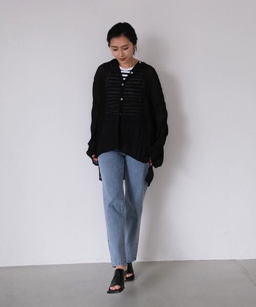 AKTE(アクテ)の「シアーロングブラウス(シャツ/ブラウス・レディース・ホワイト/ブラック・FREE)」の13枚目の写真