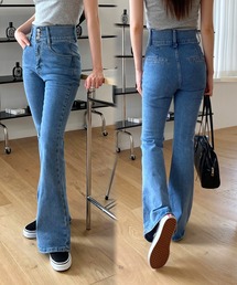 ハイウエストブーツカットデニムパンツ
