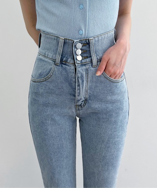 MOUSSY ハイウエスト ブーツカットデニム 美脚 ブーツカット デニム パンツ ロングパンツ ジーンズ