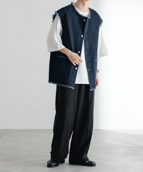 epnok（エプノック）の「フリンジデニムジレベスト（ベスト・メンズ・グレー/インディゴブルー・SMALL/MEDIUM/LARGE）」の6枚目の写真