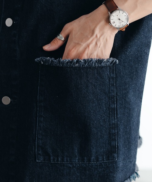 epnok（エプノック）の「フリンジデニムジレベスト（ベスト・メンズ・グレー/インディゴブルー・SMALL/MEDIUM/LARGE）」の13枚目の写真