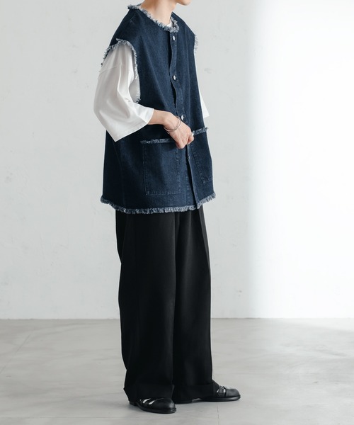 epnok（エプノック）の「フリンジデニムジレベスト（ベスト・メンズ・グレー/インディゴブルー・SMALL/MEDIUM/LARGE）」の9枚目の写真