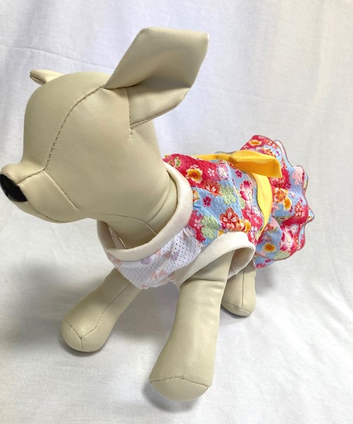 tone（トーン）の「犬服屋Ricky/犬服 桜柄の浴衣風ワンピース フリル