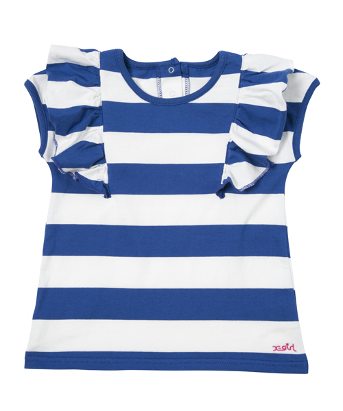 X-girl Stages（エックスガールステージス）の「【VERY(ベリー)5月号掲載商品】STRIPED FRILL TOP(4T～7T)（Tシャツ/カットソー・キッズ・アッシュ/レッド/ブルー・5T/4T/7T/6T）」の5枚目の写真
