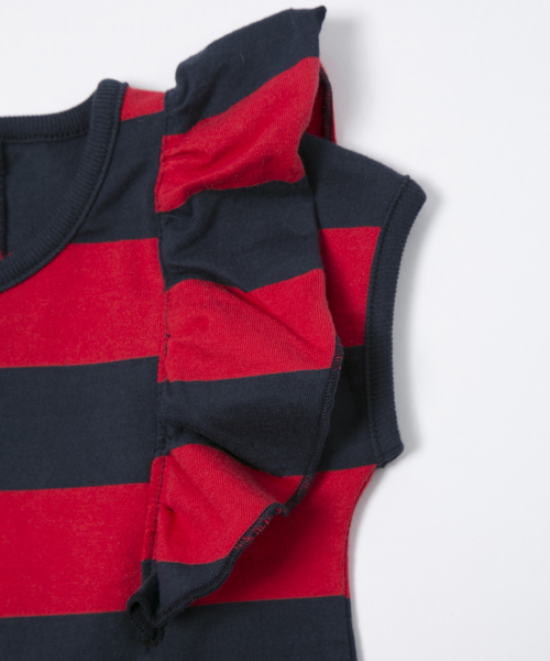 X-girl Stages（エックスガールステージス）の「【VERY(ベリー)5月号掲載商品】STRIPED FRILL TOP(4T～7T)（Tシャツ/カットソー・キッズ・アッシュ/レッド/ブルー・5T/4T/7T/6T）」の9枚目の写真