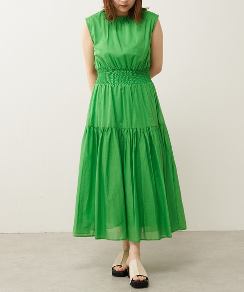 Lui's（ルイス）の「シャーリングコットンワンピース（ワンピース・レディース・ブラック/グリーン・FREE）」の9枚目の写真