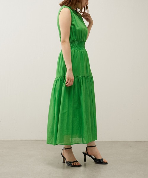 Lui's（ルイス）の「シャーリングコットンワンピース（ワンピース・レディース・ブラック/グリーン・FREE）」の5枚目の写真