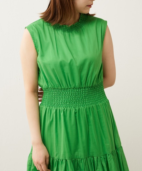 Lui's（ルイス）の「シャーリングコットンワンピース（ワンピース・レディース・ブラック/グリーン・FREE）」の12枚目の写真