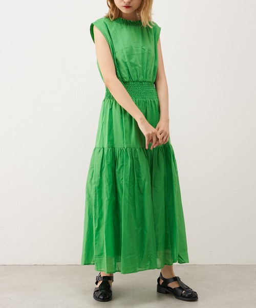 Lui's（ルイス）の「シャーリングコットンワンピース（ワンピース・レディース・ブラック/グリーン・FREE）」の14枚目の写真