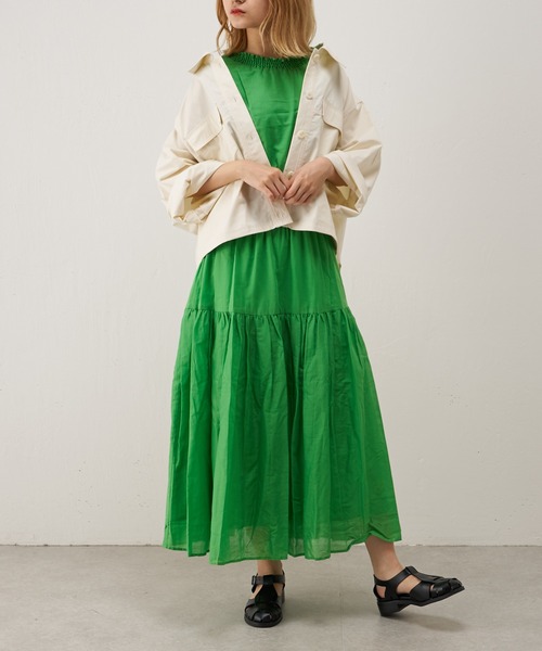 Lui's（ルイス）の「シャーリングコットンワンピース（ワンピース・レディース・ブラック/グリーン・FREE）」の16枚目の写真