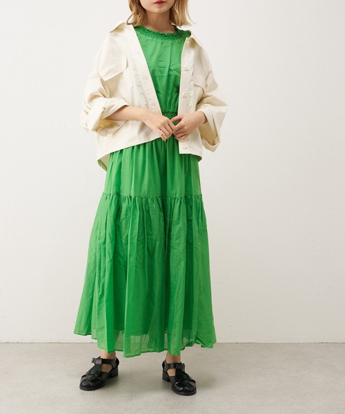 Lui's（ルイス）の「シャーリングコットンワンピース（ワンピース・レディース・ブラック/グリーン・FREE）」の17枚目の写真