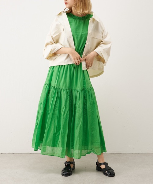 Lui's（ルイス）の「シャーリングコットンワンピース（ワンピース・レディース・ブラック/グリーン・FREE）」の18枚目の写真