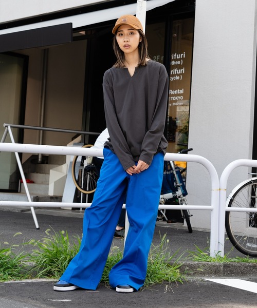 Blue Standard （ブルースタンダード）の「【Blue Standard/ブルースタンダード】ZEROSTAIN ゼロステイン 汗染みの目立ちにくいTシャツ UVカット 撥水性 汚れが付きにくい　キーネックロンT（Tシャツ/カットソー・メンズ・杢グレー/ホワイト/ダークブルー/ブラック/チャコールグレー・MEDIUM/X-LARGE/LARGE）」の17枚目の写真