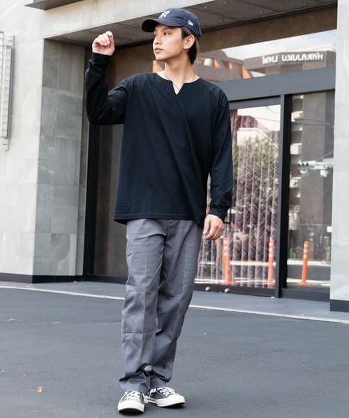 Blue Standard （ブルースタンダード）の「【Blue Standard/ブルースタンダード】ZEROSTAIN ゼロステイン 汗染みの目立ちにくいTシャツ UVカット 撥水性 汚れが付きにくい　キーネックロンT（Tシャツ/カットソー・メンズ・杢グレー/ホワイト/ダークブルー/ブラック/チャコールグレー・MEDIUM/X-LARGE/LARGE）」の13枚目の写真