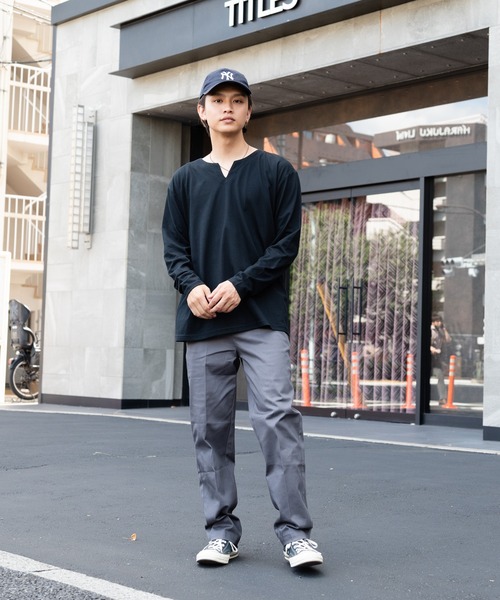 Blue Standard （ブルースタンダード）の「【Blue Standard/ブルースタンダード】ZEROSTAIN ゼロステイン 汗染みの目立ちにくいTシャツ UVカット 撥水性 汚れが付きにくい　キーネックロンT（Tシャツ/カットソー・メンズ・杢グレー/ホワイト/ダークブルー/ブラック/チャコールグレー・MEDIUM/X-LARGE/LARGE）」の12枚目の写真