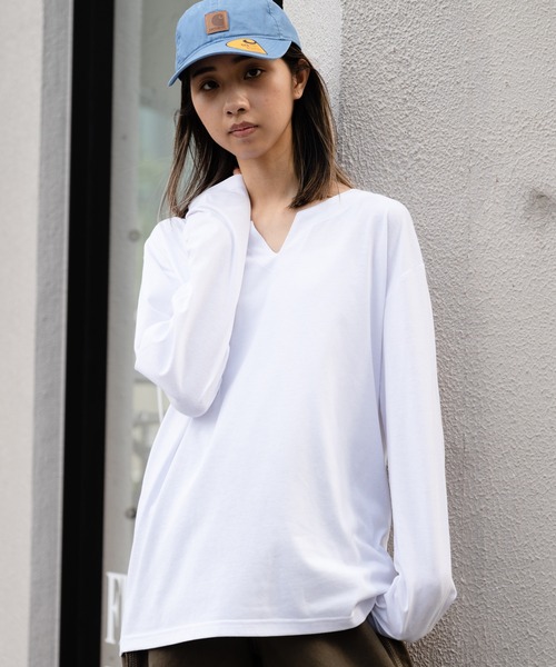 Blue Standard （ブルースタンダード）の「【Blue Standard/ブルースタンダード】ZEROSTAIN ゼロステイン 汗染みの目立ちにくいTシャツ UVカット 撥水性 汚れが付きにくい　キーネックロンT（Tシャツ/カットソー・メンズ・杢グレー/ホワイト/ダークブルー/ブラック/チャコールグレー・MEDIUM/X-LARGE/LARGE）」の10枚目の写真