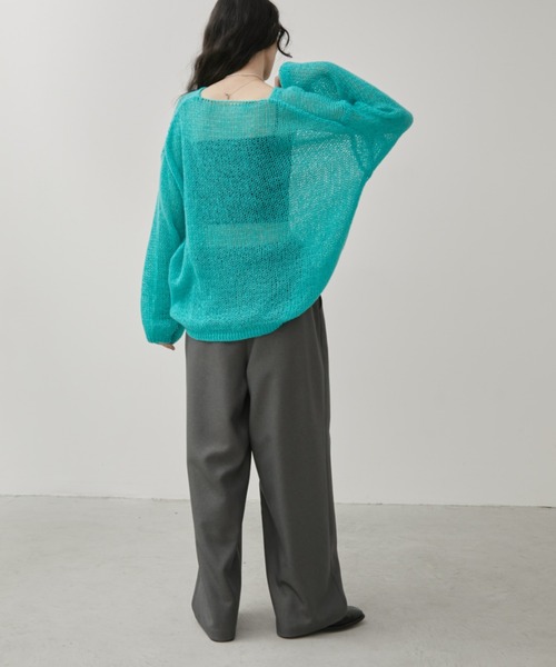 Aunt Marie's(アントマリーズ)の「【ロングセラー/新色追加!】シアーメッシュルーズニット(ニット/セーター・レディース・ブラック/ベージュ/グリーン/ブラウン/ピンク/ミント/アイボリー/ライトグレー/ライトブルー/モカ/ブルー/グレー系その他/イエロー/オレンジ/サックスブルー/ライトピンク/ネイビー・FREE)」の22枚目の写真