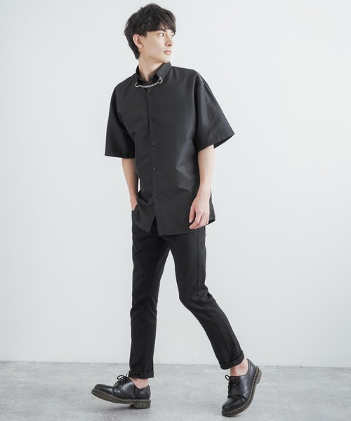 Rocky Monroe(ロッキーモンロー)の「オーバーサイズ チェーン付き半袖レギュラーカラーBIGシャツ(シャツ/ブラウス・メンズ・ホワイト/ブラック・M/L)」の11枚目の写真