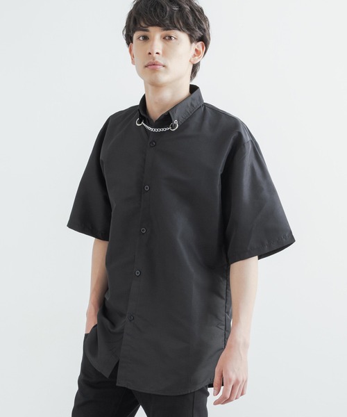 Rocky Monroe(ロッキーモンロー)の「オーバーサイズ チェーン付き半袖レギュラーカラーBIGシャツ(シャツ/ブラウス・メンズ・ホワイト/ブラック・M/L)」の18枚目の写真