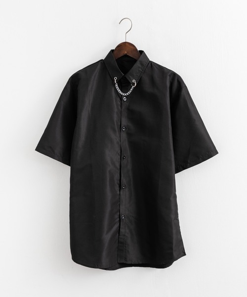 Rocky Monroe(ロッキーモンロー)の「オーバーサイズ チェーン付き半袖レギュラーカラーBIGシャツ(シャツ/ブラウス・メンズ・ホワイト/ブラック・M/L)」の17枚目の写真