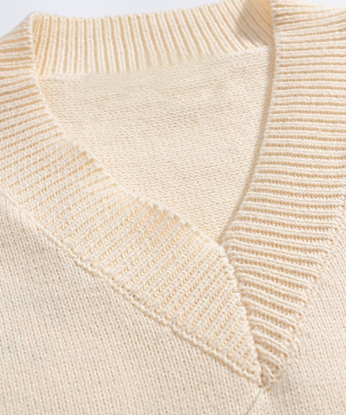 セール】【HOOK】ダメージ加工Vネックニットベスト（ベスト