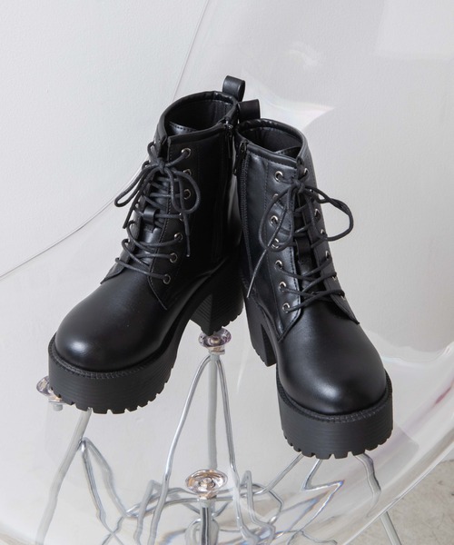 WEGO（ウィゴー）の「WEGO/レースアップヒールブーツ（ブーツ・レディース・ブラック・MEDIUM/LARGE）」の7枚目の写真